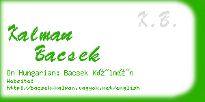 kalman bacsek business card